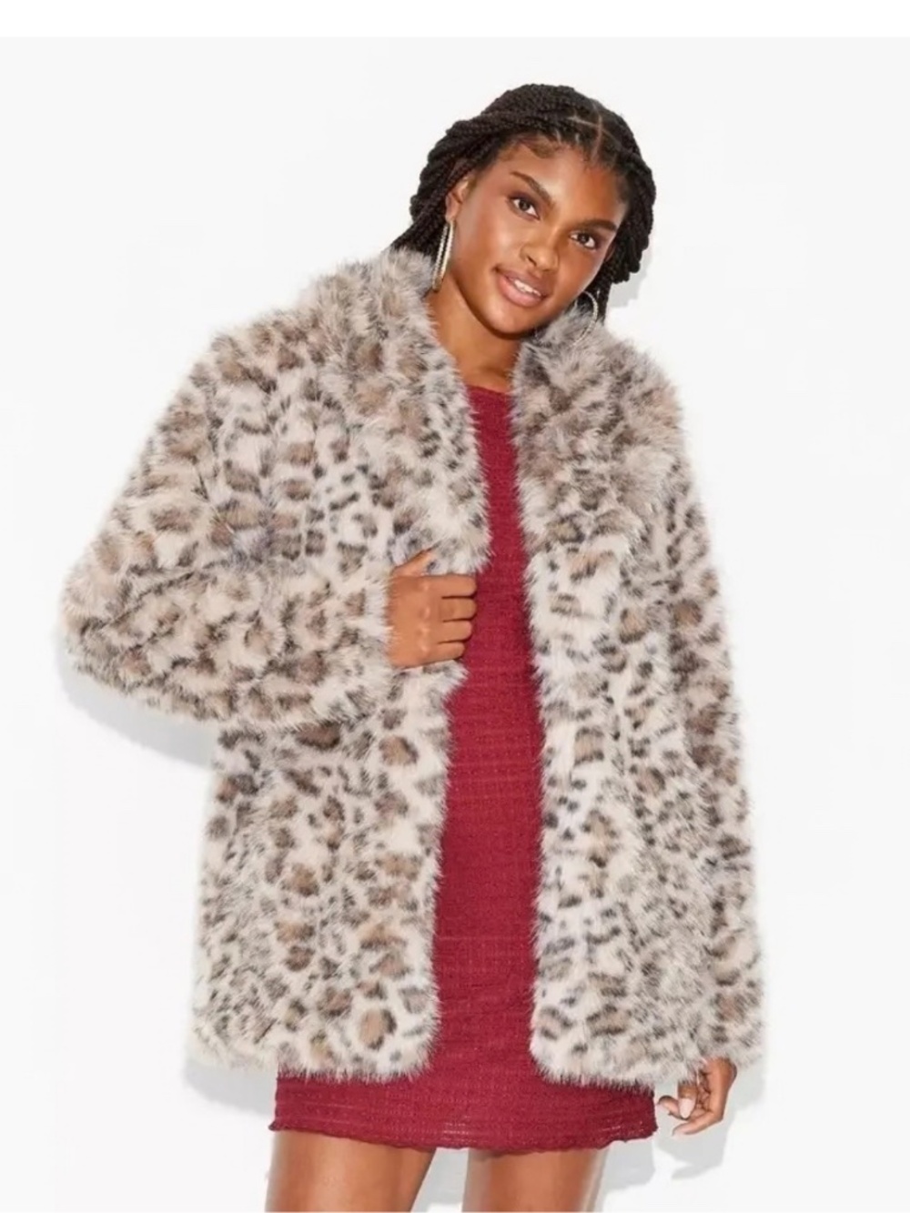 NEW Wild Fable Leopard Faux Fur Jacket Brown Cheetah Mob Wife Coat - Picture 8 of 9